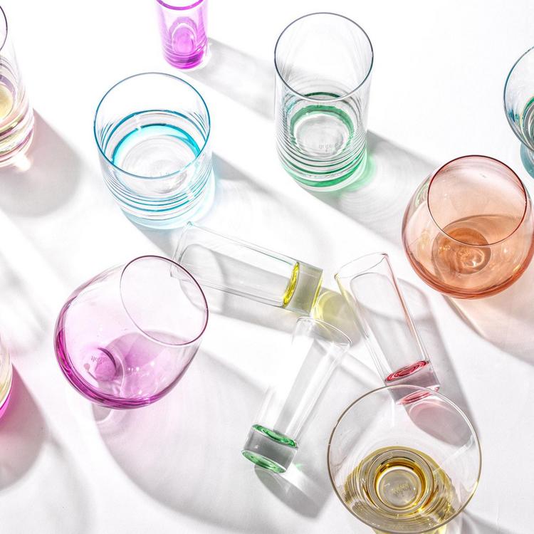 JoyJolt Gwen Set 4 Bicchieri Highball In Vetro Da 510ml | Cristallo Senza Piombo, Forma Unica A Lampada Di Lava, Lavastoviglie, Regalo Perfetto Per Cocktail E Acqua