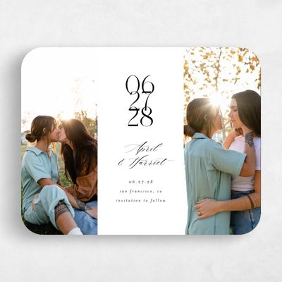 White Rounded Wedding Save the Date - Aion Multiphoto