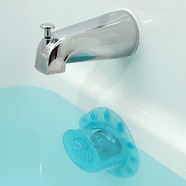 SlipX Solutions Bottomless Bath Overflow Drain Cover for Tubs, Adds Inches of Water to Your Bathtub for a Warmer, Deeper Bath (Aqua, 4 inch Diameter)