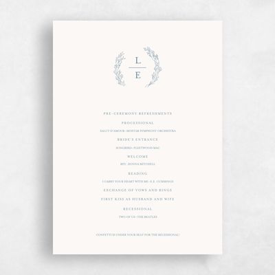 Blue Simple Wedding Program - Merrion