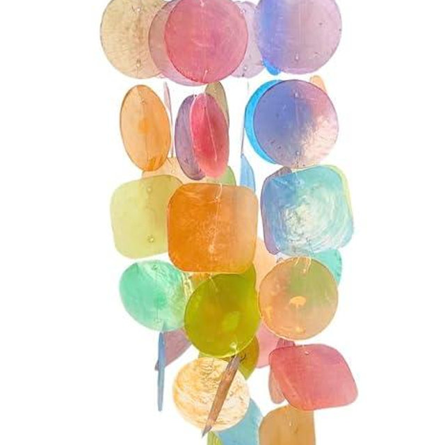 Solange & Frances Rainbow Wind Chimes for Outside - Colorful Sea Glass Capiz Shells Wind Chimes Outdoor Decor, Unique Gifts for Women or House Warming Gifts