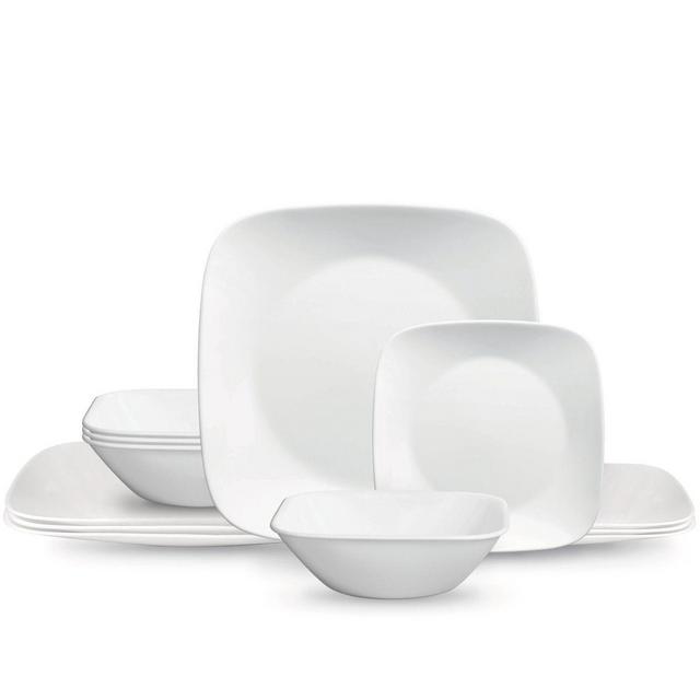 Corelle® Square™ Pure White 12-piece Dinnerware Set, Service for 4