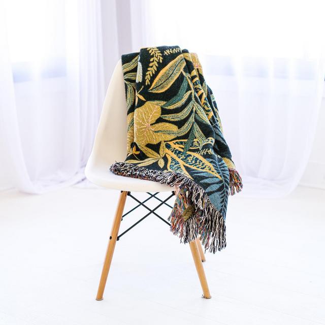 Botanical Leaves Throw Blanket: Leaves Blanket, Woven Throw Blanket, Couch Blanket, Bed Blanket, leaves Tone Decor, leaves decor, Botanical