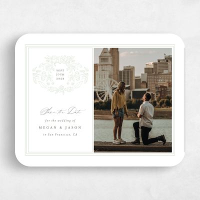 Green Rounded Wedding Save the Date - Eze Frame