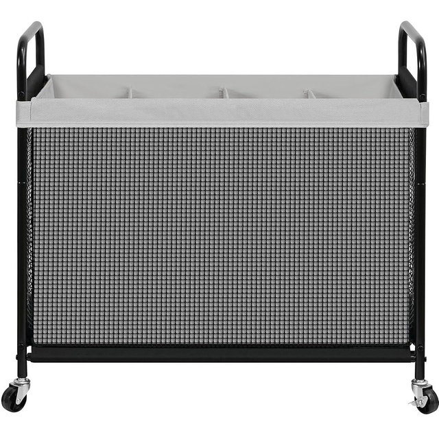 STO STO Laundry Hamper 4 Section, 140L Rolling Laundry Sorter Cart with Removable and Washable Liner Bag, Clothes Hamper with Wheels and Metal Handle for Laundry Room and Bedroom, Gray