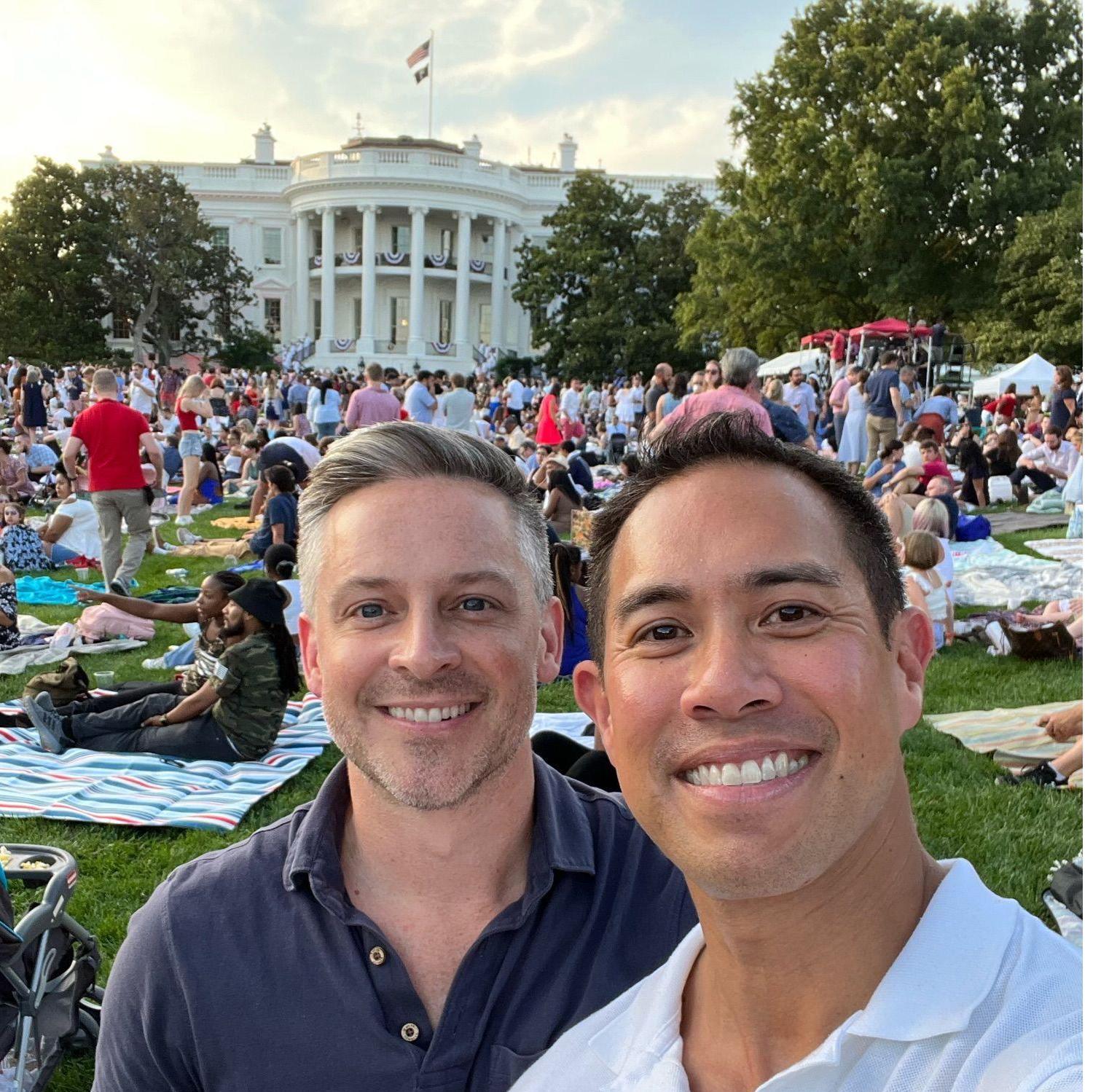 Celebrating July 4th on the south lawn of the White House.
