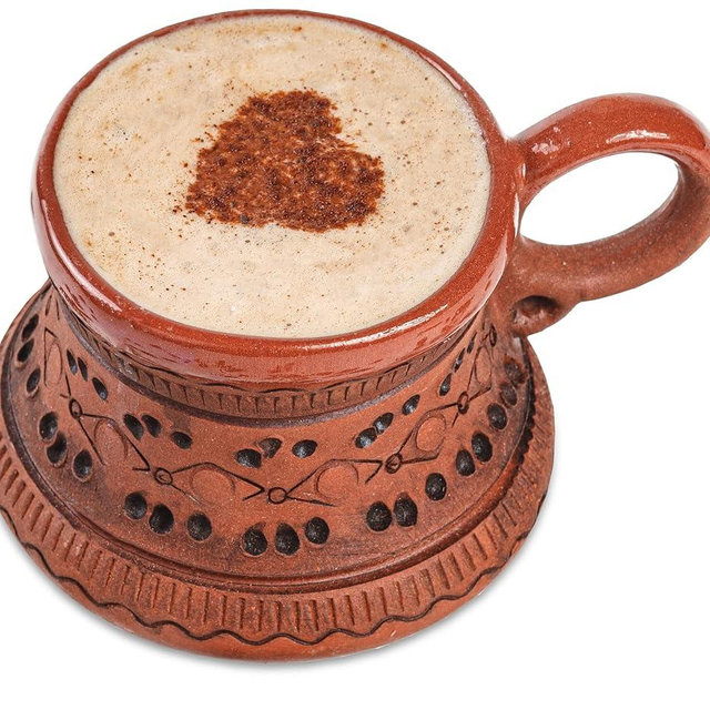 Handmade Clay Coffee Mugs Diner Potbelly Coffee Mug Earthenware & Saucer 5oz(150ml) - Nordic Coffee Mug Ceramic Viking Coffee Mugs - Stone Coffee Mug Diner Mugs for Coffee - Tea Unglazed Clay Cup