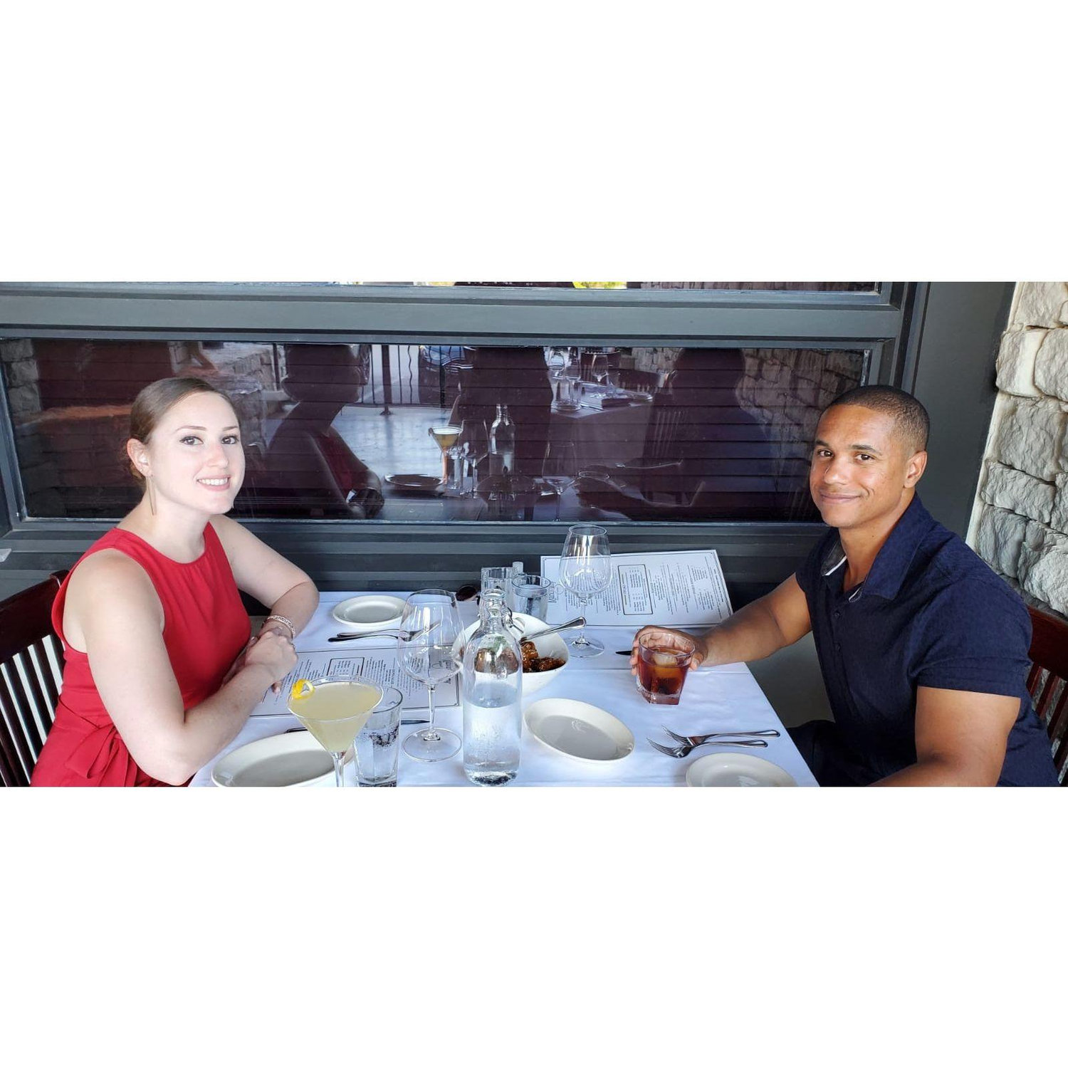Enjoying a nice steakhouse dinner for Evan's birthday in Omaha.