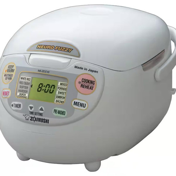 Zojirushi NS-ZCC10 5-1/2-Cup Neuro Fuzzy Rice Cooker and Warmer, Premium White