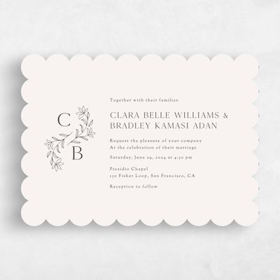 Beige Scalloped Wedding Invitation - Creston Landscape