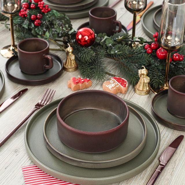 for 4 Persons STONEWARE DINNER SET 20 Pieces / Ground Stackable Dining/Breakfast Set /Dining /Perfect Present for Any Occasion