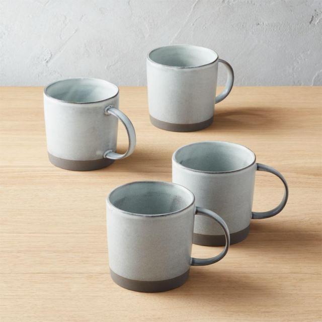 Cast Reactive Glaze White Mugs Set of 4