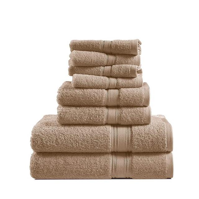 8 Piece Towel Set - 100% Cotton Towels, Bath Towels Sets for Bathroom, Hotel Towels, Quick Dry, Highly Absorbent, Luxury Bath Towels, 2 Bath Towels, 2 Hand Towels, and 4 Wash Cloths - Taupe