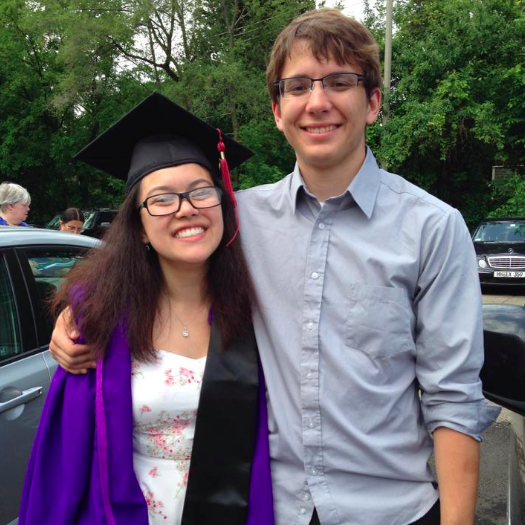 Dawnthea's graduation face + Christian, Northwestern, 2014