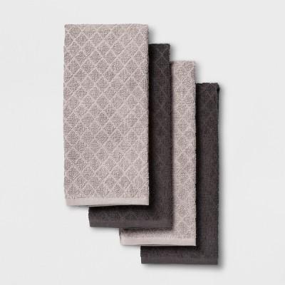 4pk Kitchen Towels Gray/Brown - Made By Design™
