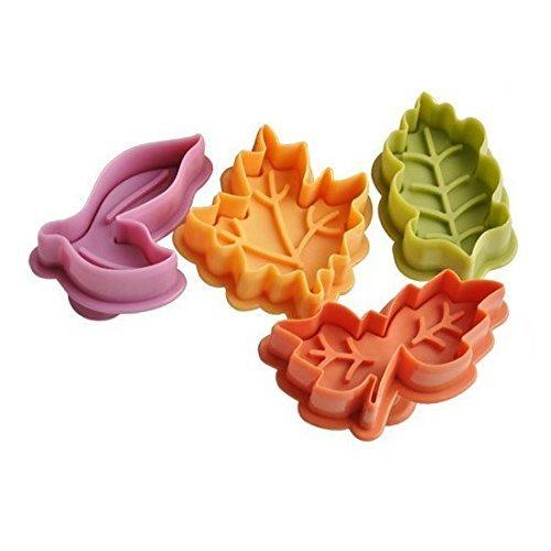 Cake Leaves Baking Pie Crust Cutters Mold Cookie Cutters, Pastry/Fondant Stampers/Apple Pie, Set of 4 (Random Color)