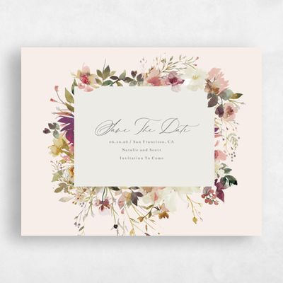 Linen, Beige Wedding Save the Date - Ciliegio Landscape