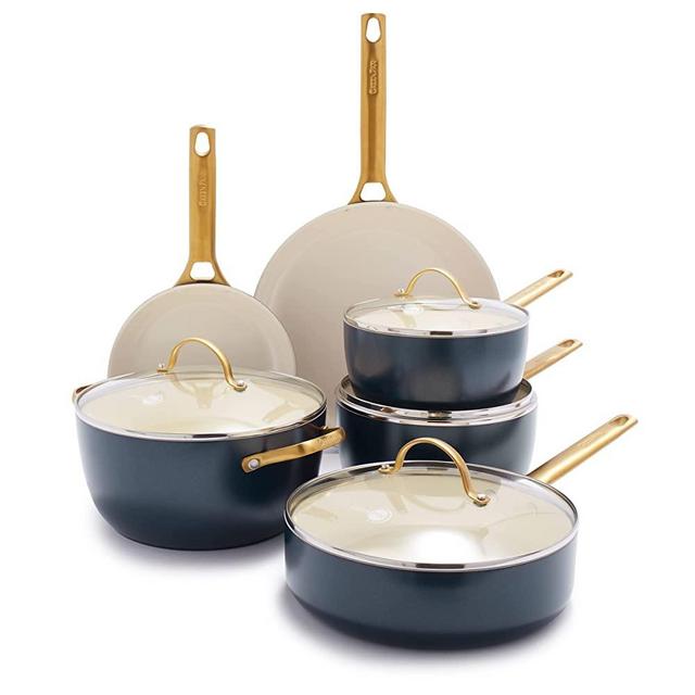 GreenPan Reserve Healthy Ceramic Nonstick Cookware Pots and Pans Set, 10 Piece, Oxford Blue