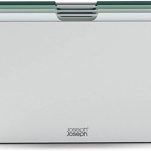 Joseph Joseph Folio Plastic Cutting Board Set with Storage Case Color-Coded Easy-Access Design Dishwasher Safe Non-Slip, Large, Sage