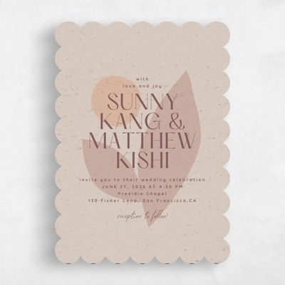 Brown Scalloped Wedding Invitation - Rafina Portrait