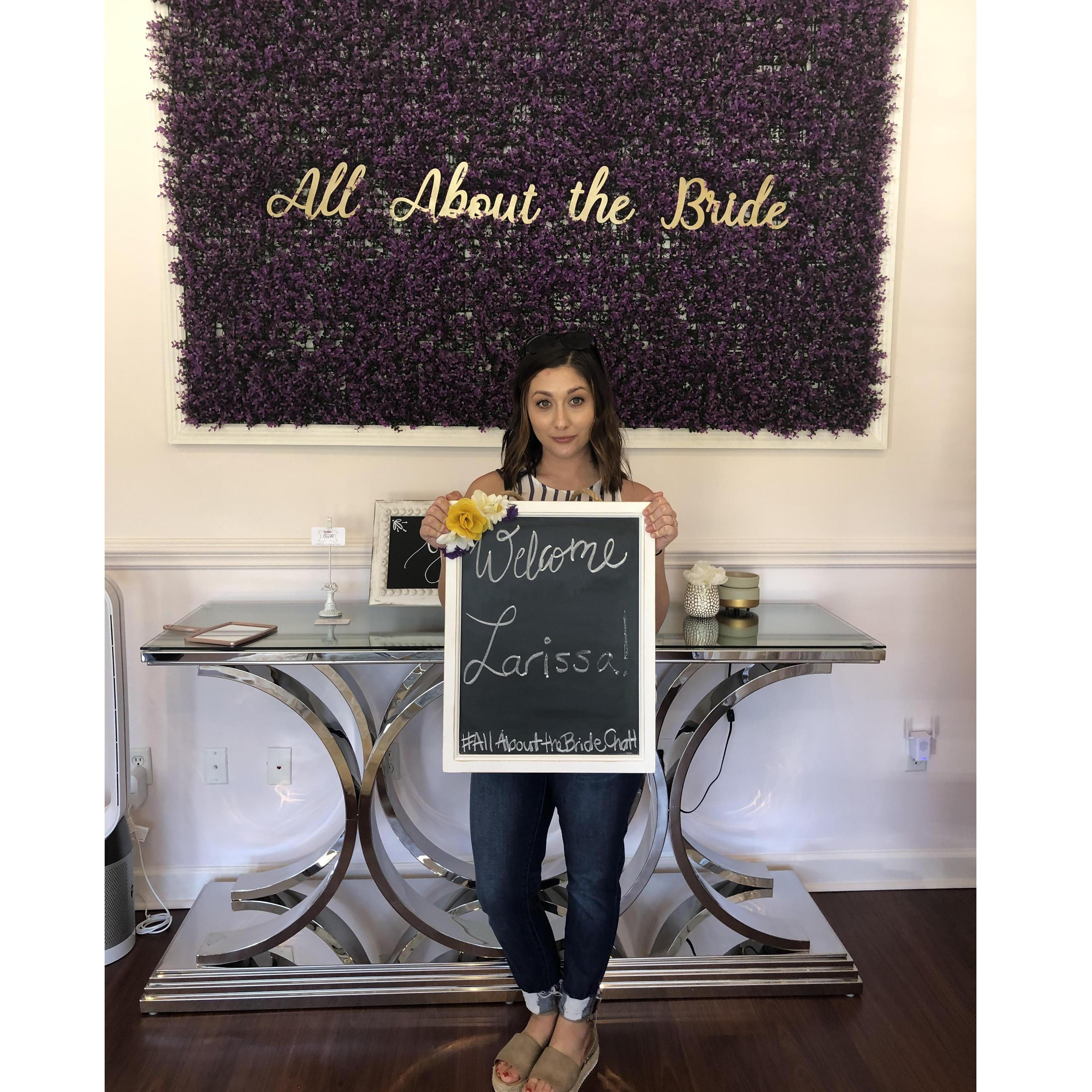 My very first Bridal appointment at All About The Bride.