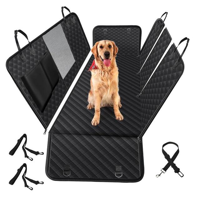 Vailge 100% Waterproof Convertible Dog Car Seat Covers, Waterproof Dog Seat Cover with Mesh Window, Heavy Duty seat Cover for Dogs, Dog car Hammock Pet Seat Cover for Cars Trucks suvs,Black,Standard