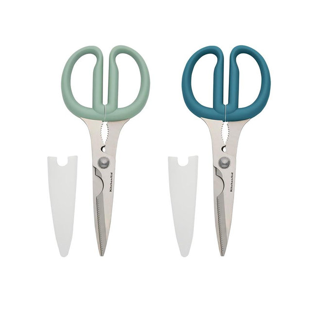 KitchenAid 2-Piece Multipurpose Shear Set, Versatile Scissors with Nutcracker, Bottle Opener, Ergonomic Handles with Protective Blade Covers