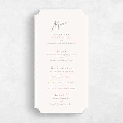 Beige Ticket Wedding Menu - Anerley