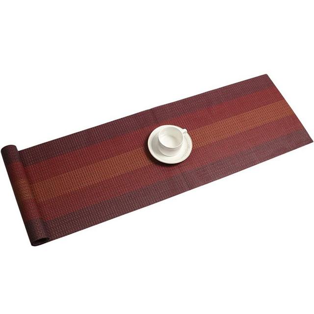 Pauwer Woven Vinyl Wipe Clean Kitchen Table Runner Heat Resistant Non Slip Dining Table Runner 12"x71"
