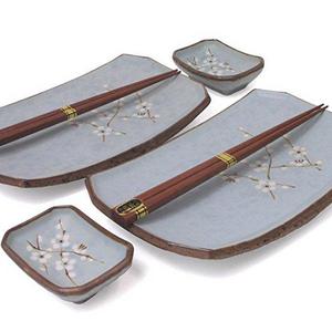 6 pc Japanese Sushi Plate Set Sakura LB