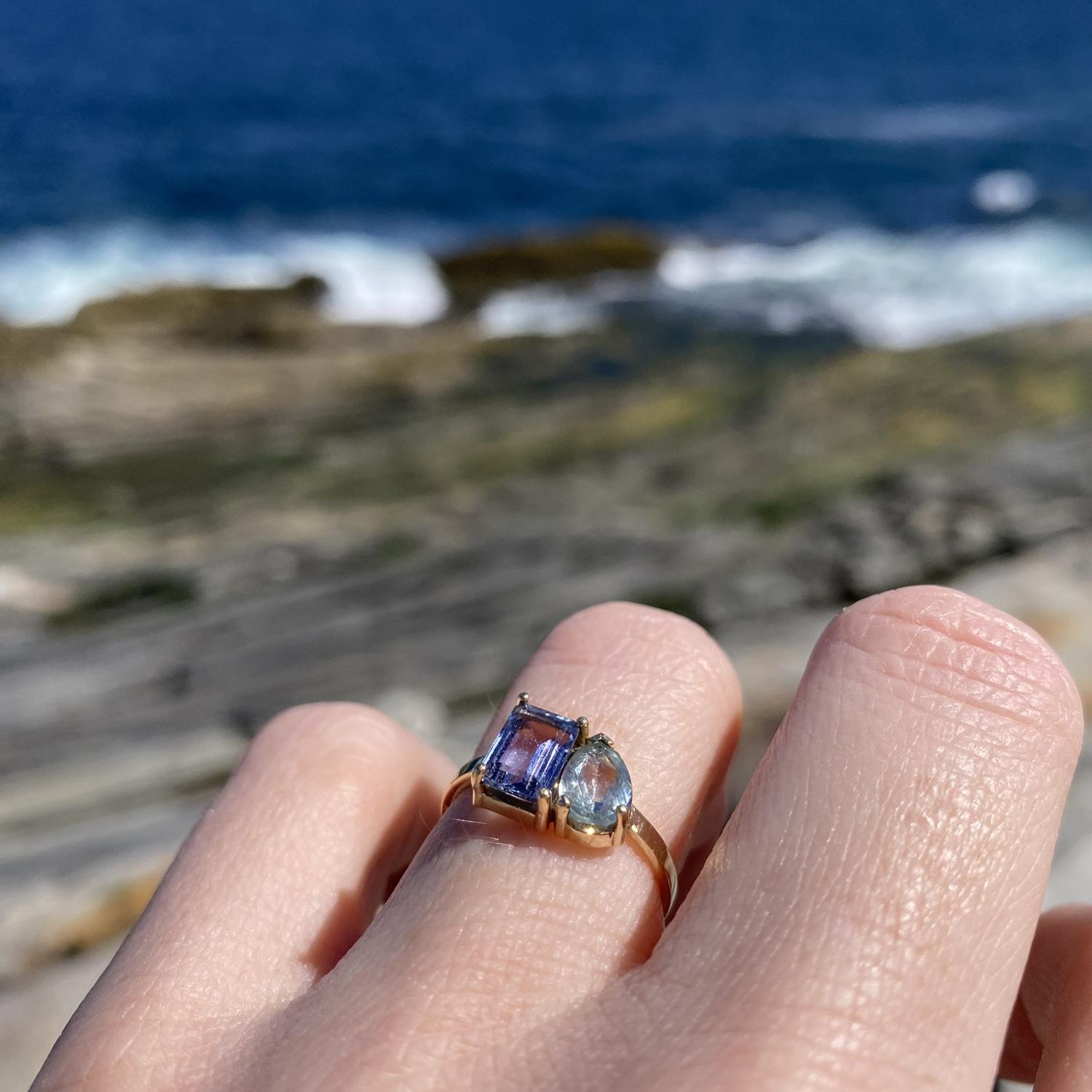 Tanzanite and sapphire, designed by Mary