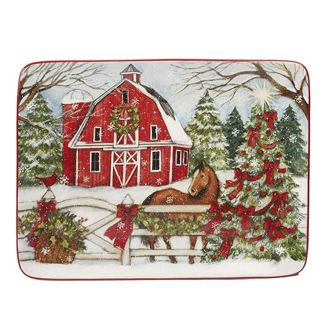 Certified International 16" x 12" Christmas on The Farm Rectangular Platter 16",