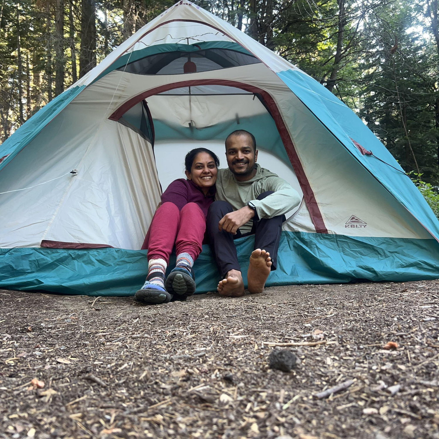 We like camping. Nitish always cooks a lot of food. This trip we were also visited by a bear in our campsite!