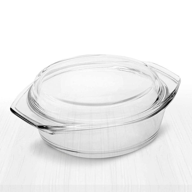 Simax Clear Glass Casserole | With Lid, Heat, Cold and Shock Proof, Made in Europe (2.5 Quart)