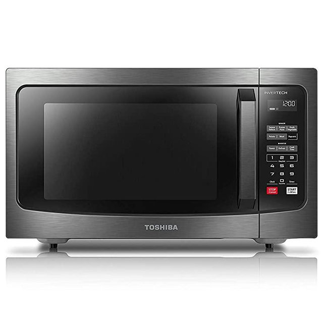 Toshiba ML-EM45PIT(BS) Microwave Oven with Inverter Technology, LCD Display and Smart Sensor, 1.6 Cu.ft, Black Stainless Steel
