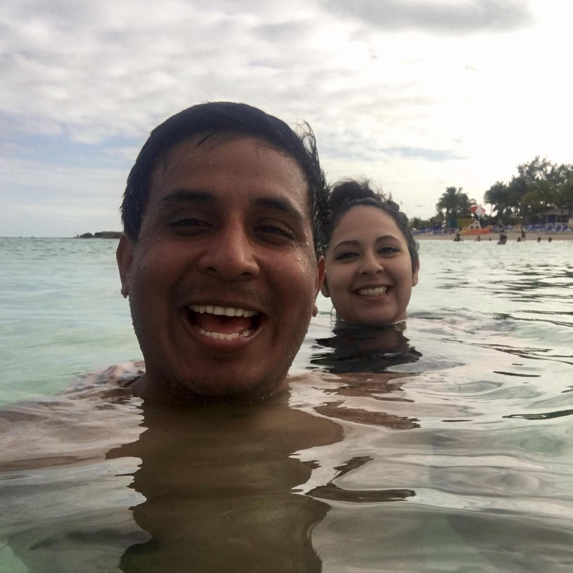 Pretending like the water wasn't cold