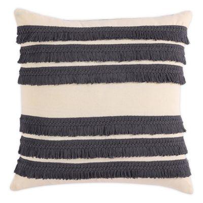 Morgan HomeSquare Decorative Fringe Throw Pillow Cover in Grey