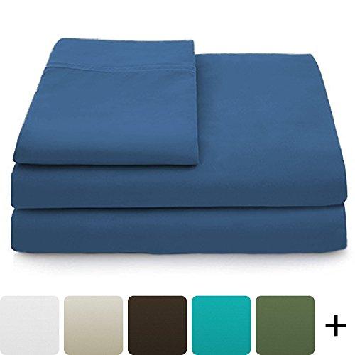 Cosy House Collection Luxury Bamboo Bed Sheet Set - Hypoallergenic Bedding Blend from Natural Bamboo Fiber - Resists Wrinkles - 4 Piece - 1 Fitted Sheet, 1 Flat, 2 Pillowcases - Queen, Royal Blue