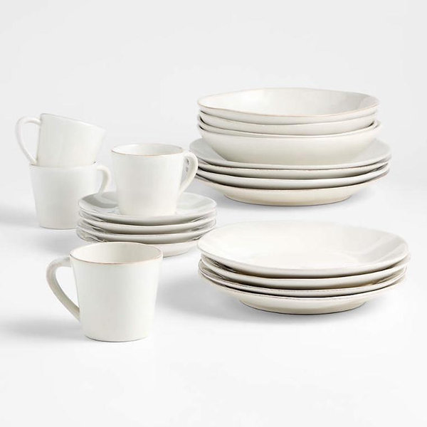 Crate & Barrel Marin White Stoneware 20-Piece Dinnerware Set