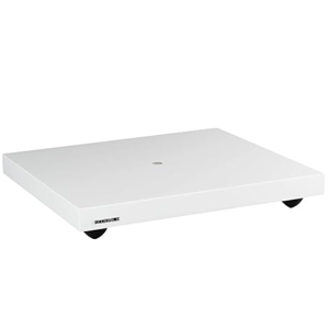Fluance IB40 Turntable Isolation Base Anti-Vibration Wood Platform for Enhanced Sound Clarity and Superior Damping with Height Adjustable Feet, Bubble Level, Universal Compatibility- Piano White