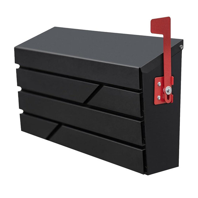 YOOBOX Wall Mount Mailbox for House Outside, Large Capacity Mailbox with Flag Drop Box, Galvanized Steel and Rust-Proof Metal Post Box, 15.74"x9.84"x4.33", Black, MD065