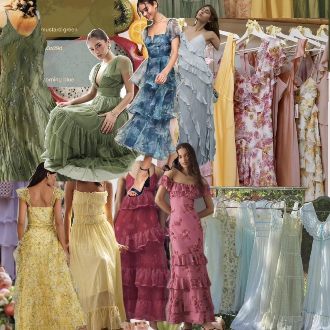 We encourage:

* flowy midi or maxi dresses
* florals and soft prints
* pastel, muted, or earthy tones