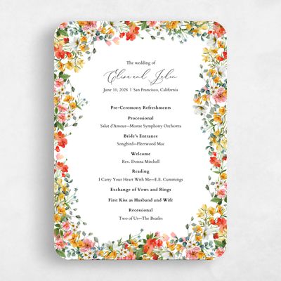 White Rounded Wedding Program - Pourpier
