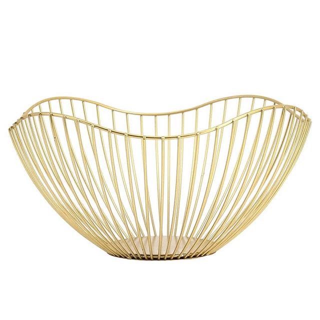 Gold Fruit Bowl Creative Minimalist Wire Fruit Basket for Kitchen Counters,Table Centerpiece, Farmhouse Decor, Holiday Decoration