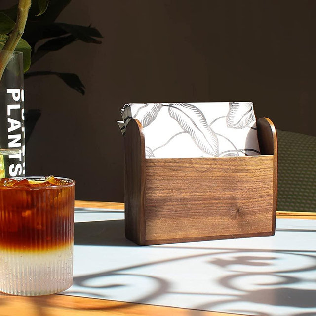 Consdan Napkin Holder, Wooden Napkin Holder, Suitable for Kitchen, Restaurant, Bar, Office, Parties, Home Décor, Solid Walnut