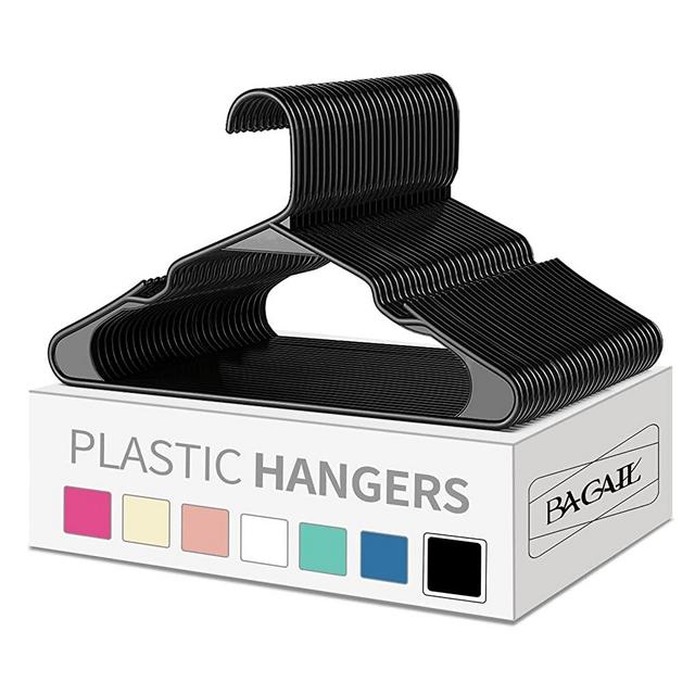 Standard Plastic Hangers 60 Pack Ideal for Everyday Home Use Lightweight Space Saving Laundry Hangers,Heavy Duty Clothes Hanger for Dress,Pants,Coats Etc-Classic Black