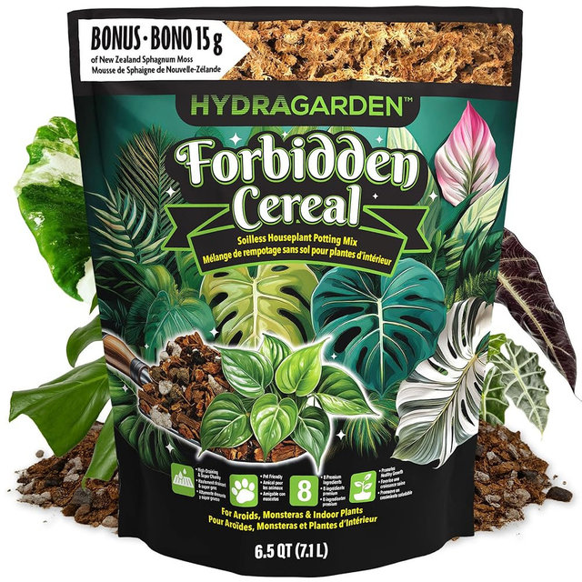 Forbidden Cereal Aroid Potting Mix 6.5QT – Chunky High-Draining Soil for Monsteras, Hoyas, Orchids & Tropical Indoor Houseplants – 8 Organic Ingredients, Peat-Free, Soilless Growing & Repotting Mix