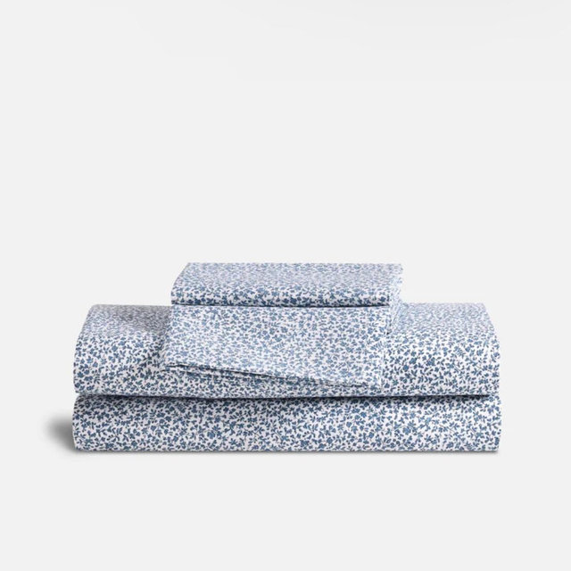 Classic Percale Core Sheet Set (Mini Vine in Storm, Queen)