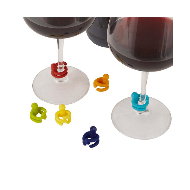 RSVP International Basic Silicone Stemware Drink Markers Set 6 Piece