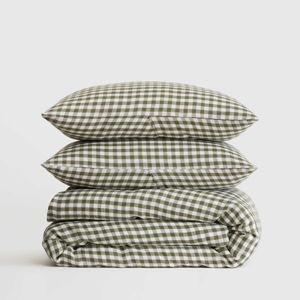 Classic Organic Percale Duvet Cover - King - Olive Gingham